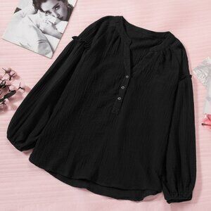 Solid Color Long Sleeve Top Casual Loose Women's Bottoming Shirt